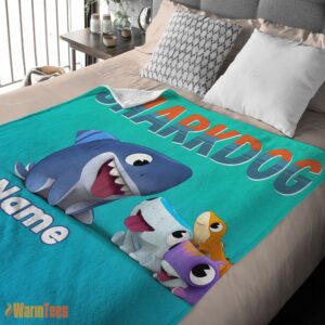 Alternative view of Happy Cartoon Sharkdog Fintastic Halloween Blanket Fleece Customized Blanket