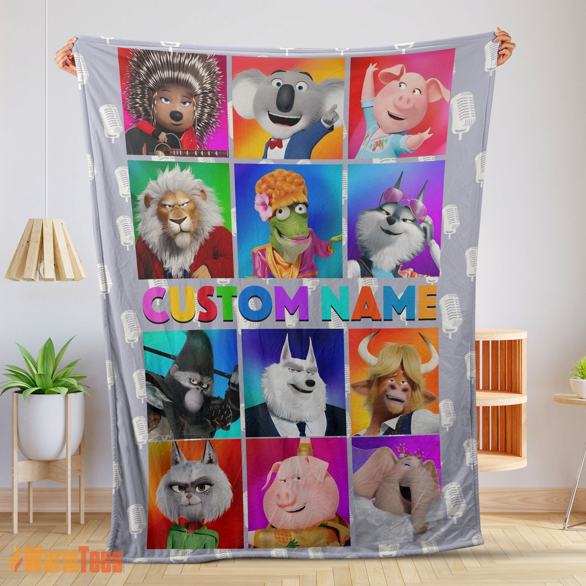 Happy Cartoon Sing Character Blanket Fleece Customized Blanket