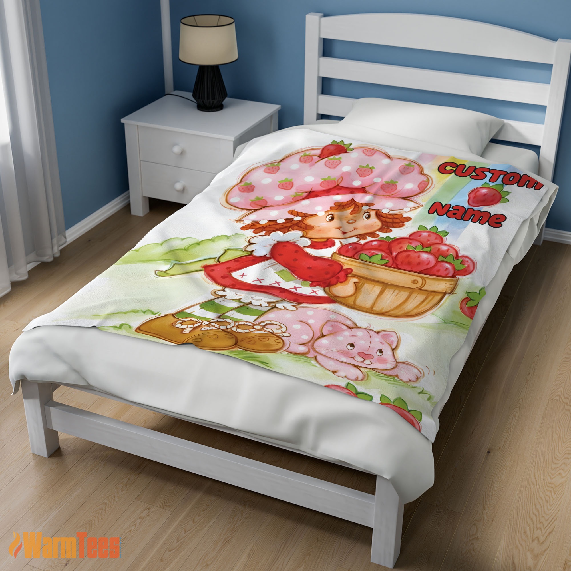 Happy Cartoon Strawberry Shortcake Blanket – Customize Blanket - Image 3