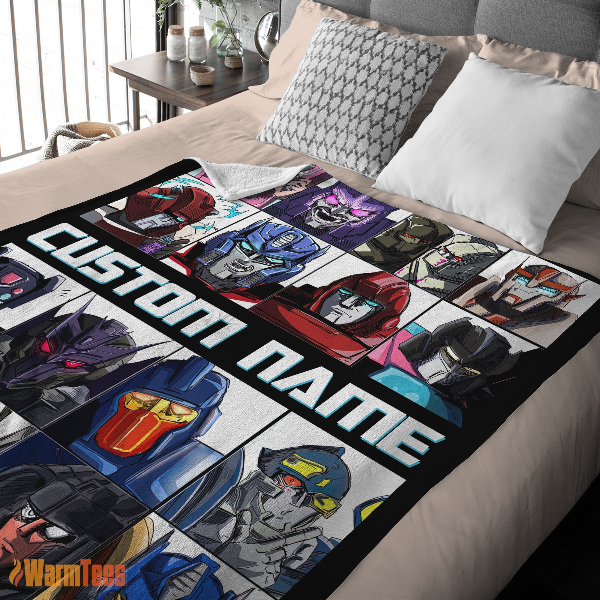 Happy Cartoon Transformers Characters Blanket Fleece Customized Blanket - Image 2