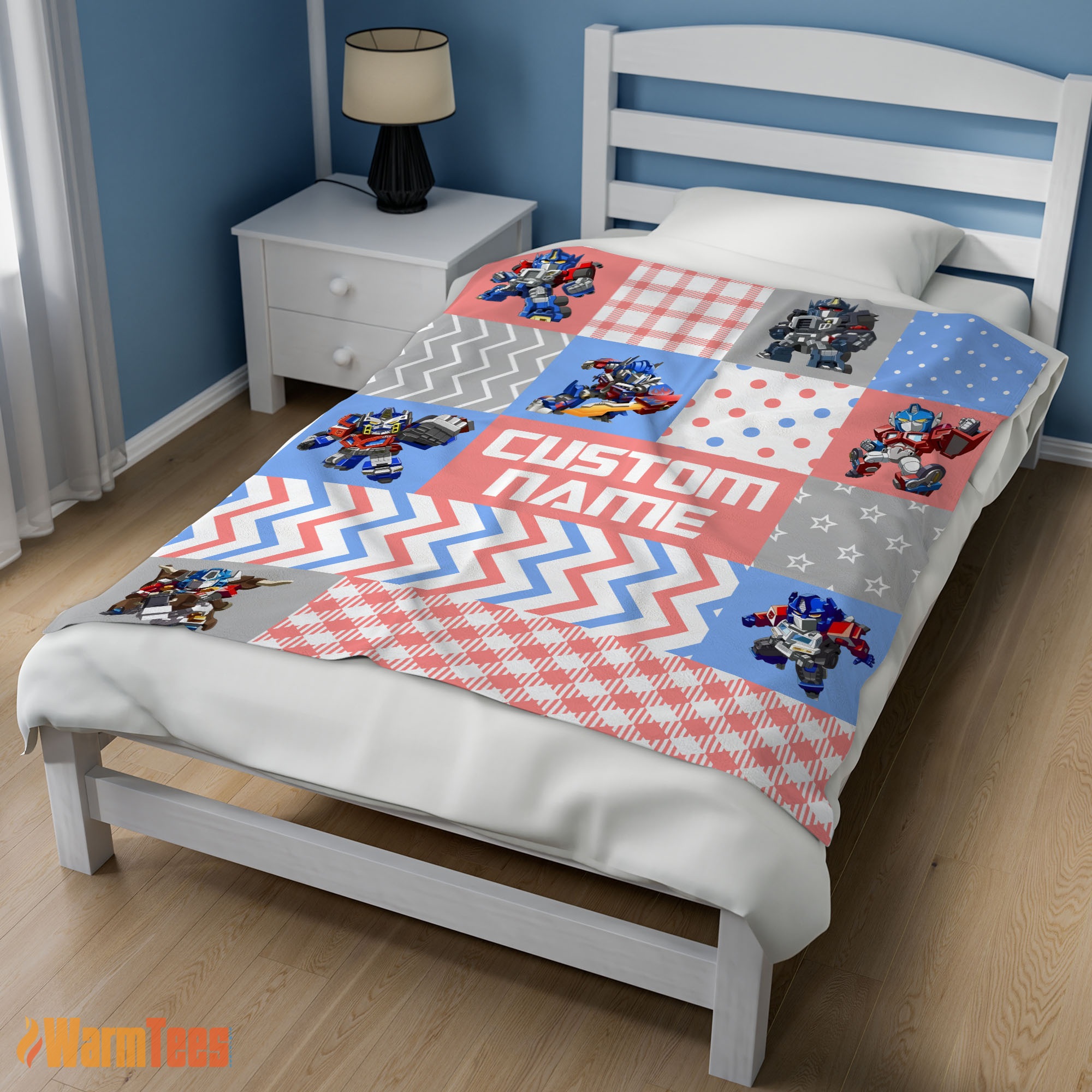 Happy Chibi Optimus Prime Transformers Pattern Blanket Fleece Customized Blanket - Image 3