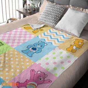 Alternative view of Happy Colorful Care Bears Patchwork Blanket Fleece Customized Blanket