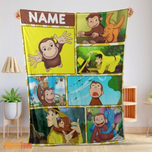 Happy Curious George Ted ShacklefordBlanket Fleece Customized Blanket
