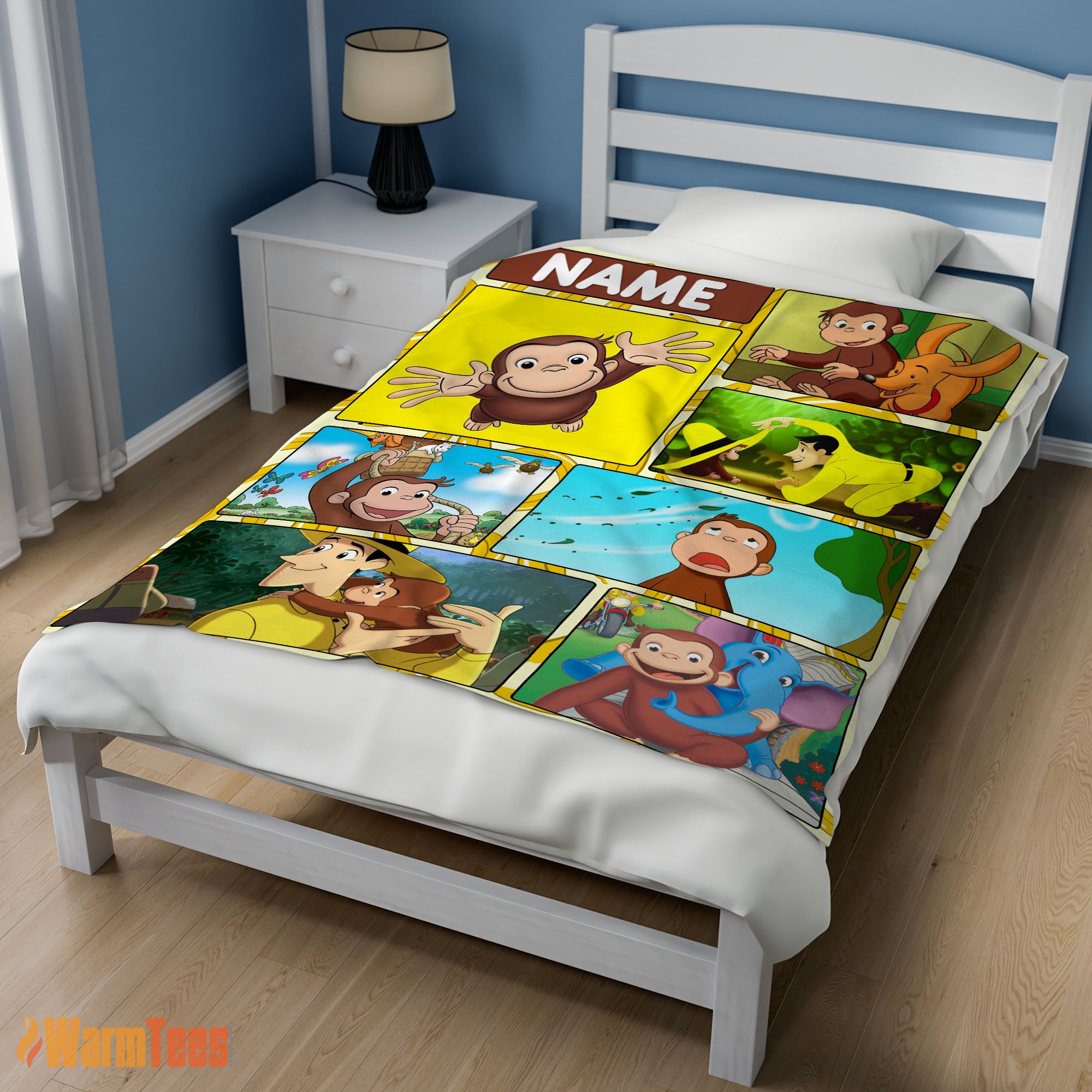 Happy Curious George Ted ShacklefordBlanket Fleece Customized Blanket - Image 3