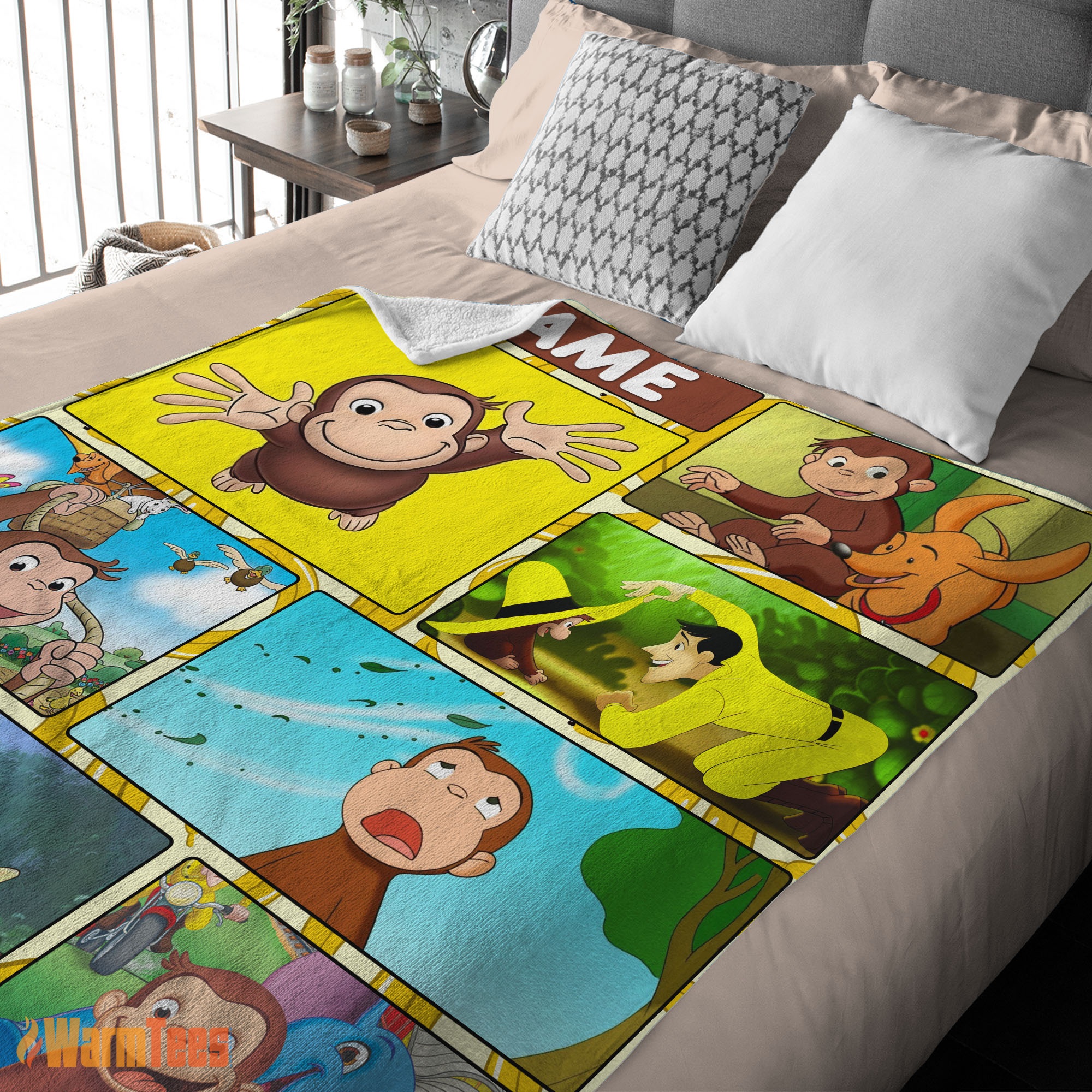 Happy Curious George Ted ShacklefordBlanket Fleece Customized Blanket - Image 2