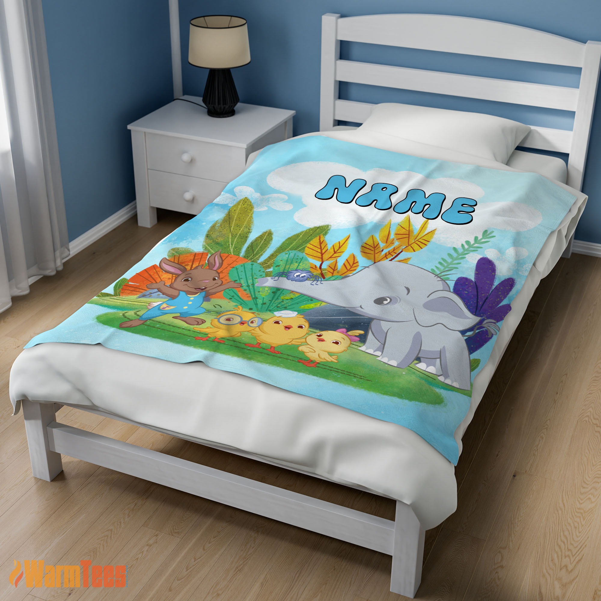 Happy Cute Elephant Safari Animal for Boys Customized Blanket - Image 3