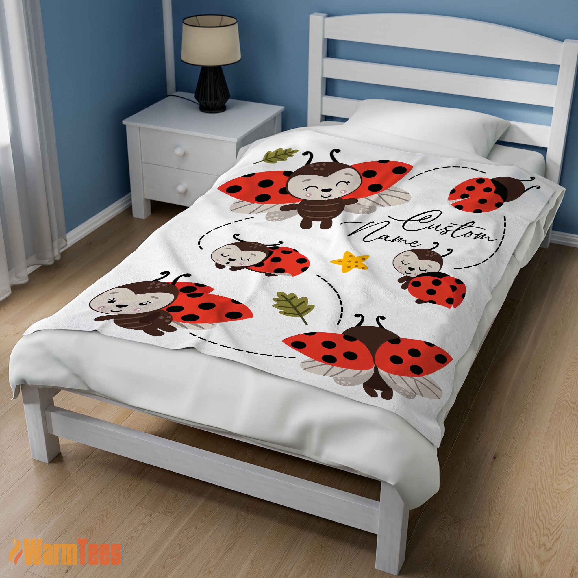 Happy Cute Ladybug Cartoon Blanket Fleece Customized Blanket - Image 3
