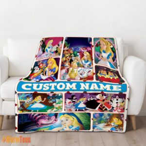 Alternative view of Happy Disney Alice In Wonderland Adventure Collage Blanket Fleece Customized Blanket