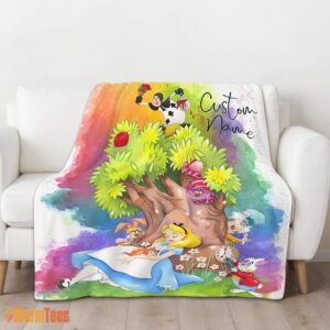 Alternative view of Happy Disney Alice In Wonderland Dreaming Blanket Fleece Customized Blanket