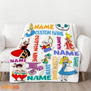 Alternative view of Happy Disney Alice in Wonderland All Character Blanket Fleece Customized Blanket