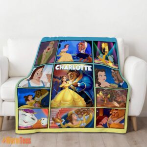 Alternative view of Happy Disney Beauty And The Beast Mystery To Love Collage Blanket Fleece Customized Blanket