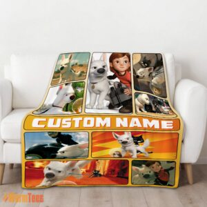 Alternative view of Happy Disney Bolt Cartoon Bolt And Penny Blanket Fleece Customized Blanket