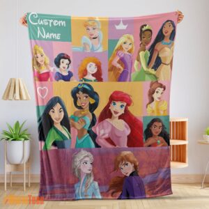 Happy Disney Cartoon All Princess Characters Blanket Fleece Customized Blanket