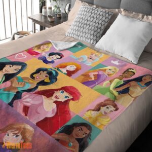 Alternative view of Happy Disney Cartoon All Princess Characters Blanket Fleece Customized Blanket