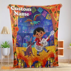 Happy Disney Cartoon COCO Boy With Guitar Cute Blanket Fleece Customized Blanket