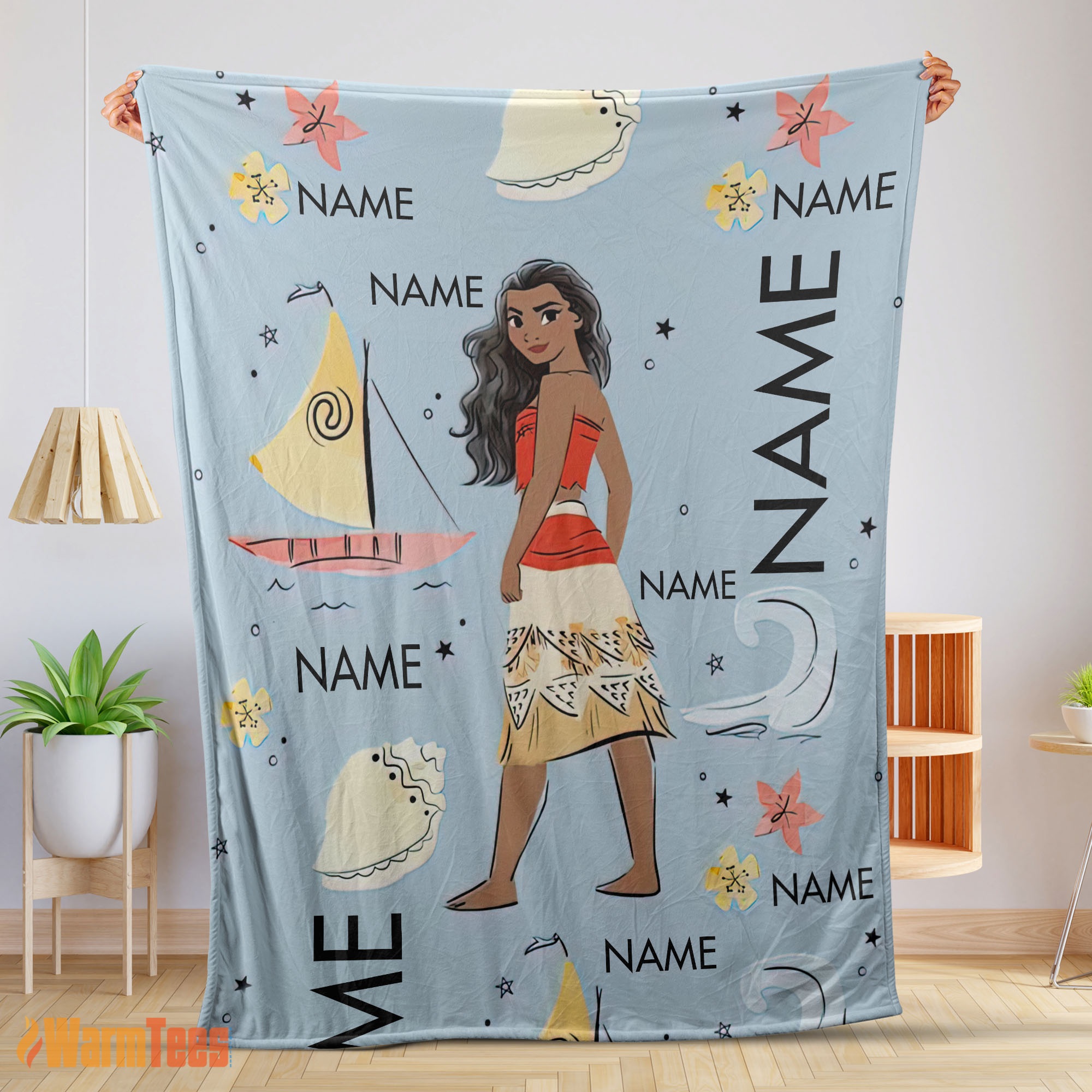Happy Disney Cartoon Moana Maui Blanket Fleece Customized Blanket