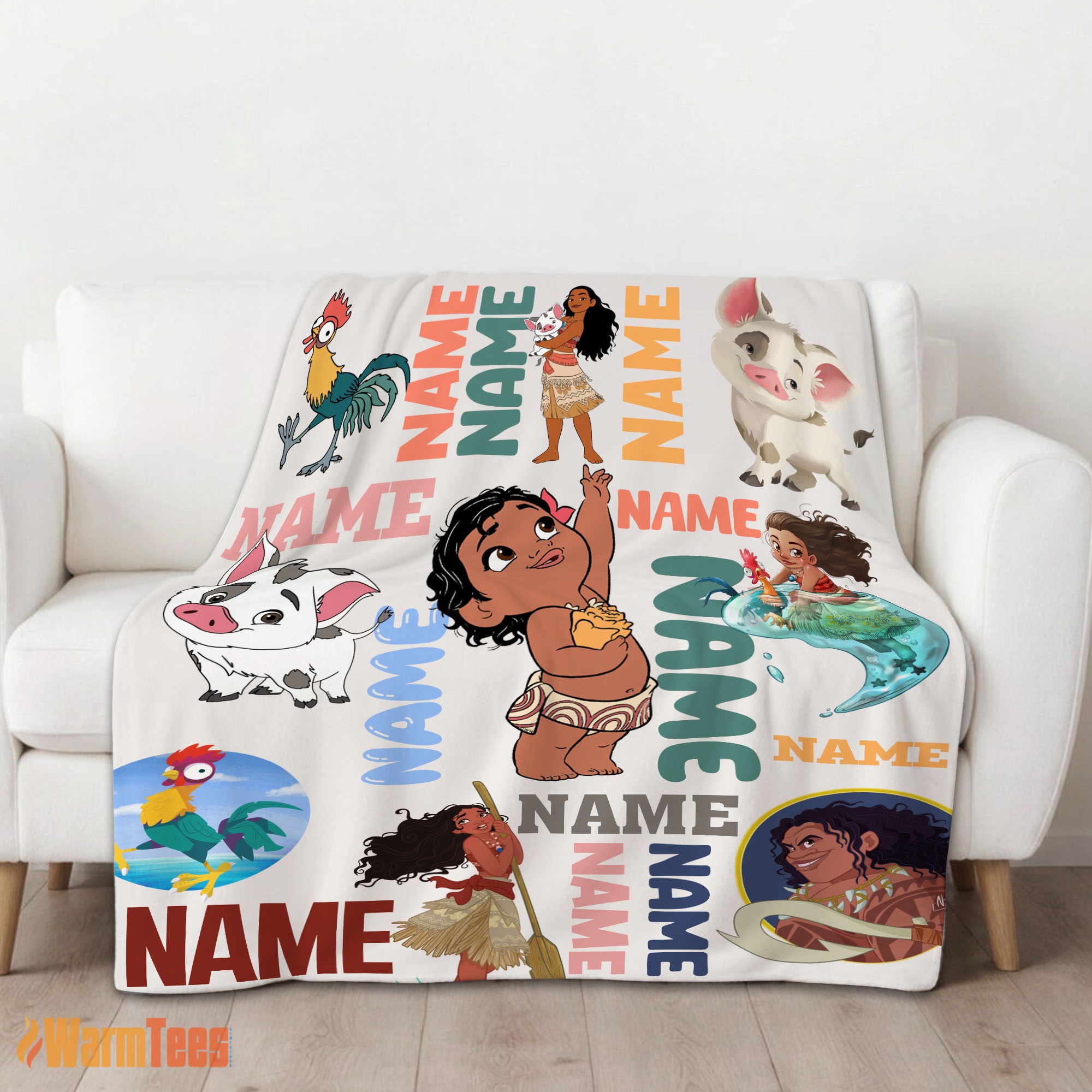 Happy Disney Cartoon Moana With Friends Blanket Fleece Customized Blanket - Image 2