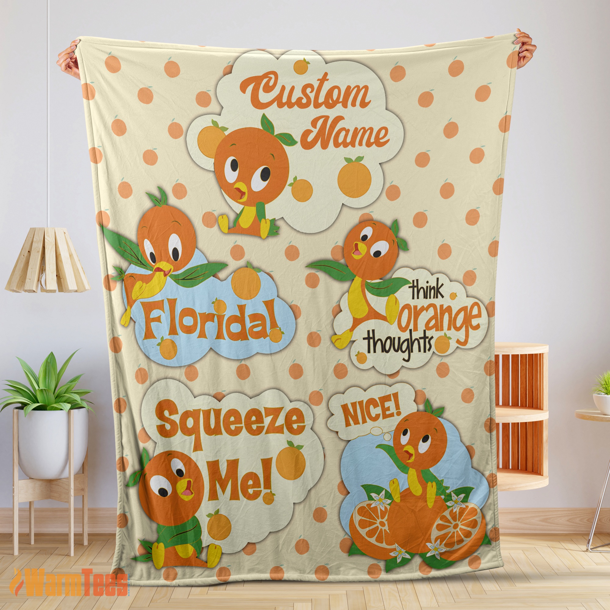Happy Disney Cartoon Orange Bird Cute Blanket Fleece Customized Blanket