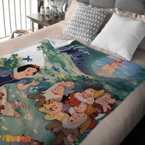 Alternative view of Happy Disney Cartoon Snow White With The Seven Dwarfs Customized Blanket