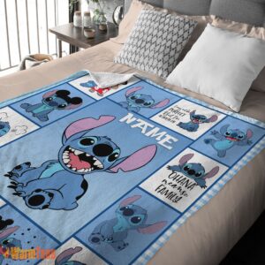 Alternative view of Happy Disney Cartoon Stitch With Friends Blanket – Customize Blanket