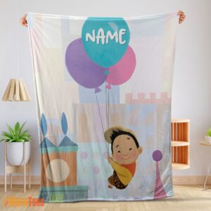 Happy Disney Cartoon Up Boy With Balloon Blanket Fleece Customized Blanket