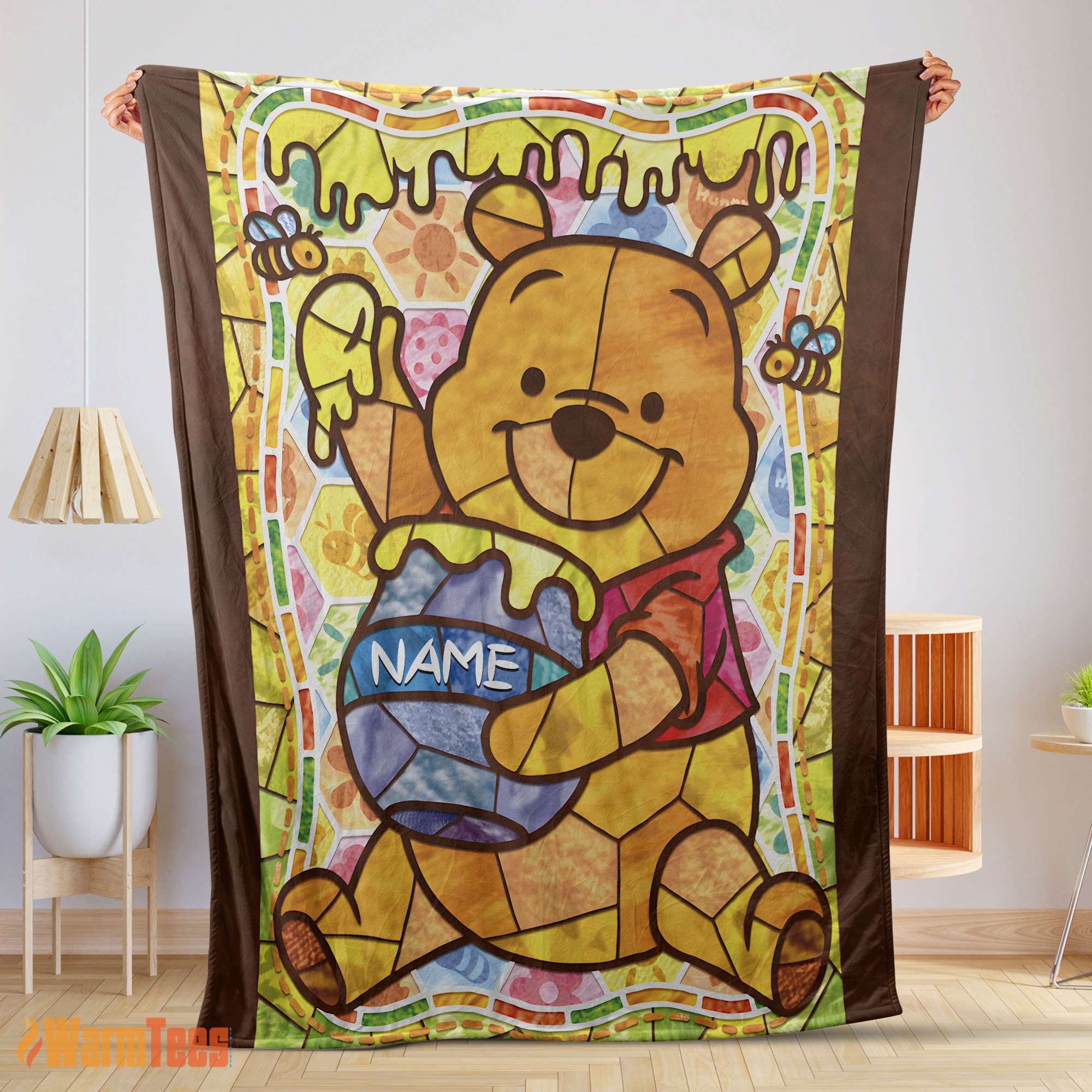 Happy Disney Cartoon Winnie the Pooh With Jars of Honey Blanket – Customize Blanket