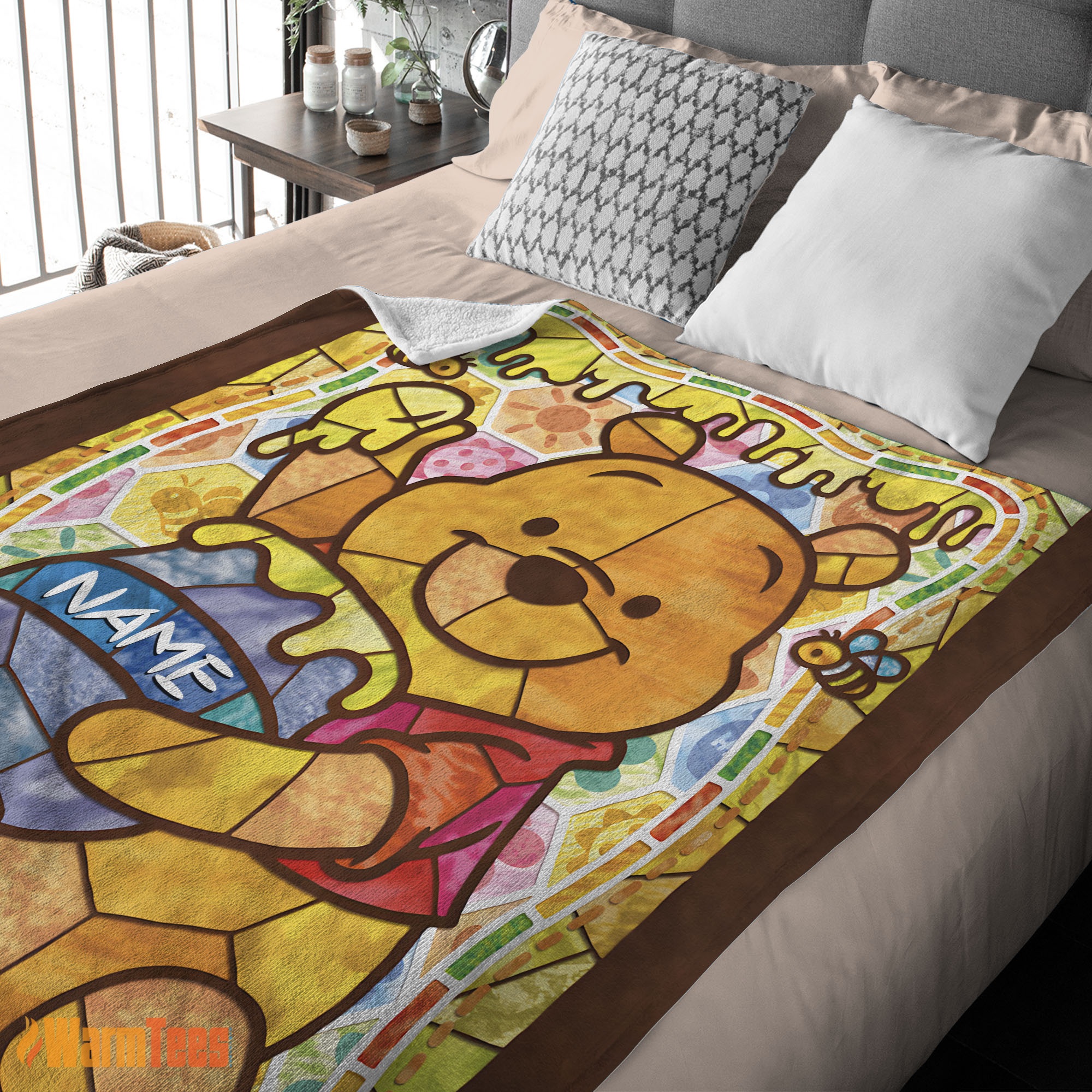 Happy Disney Cartoon Winnie the Pooh With Jars of Honey Blanket – Customize Blanket - Image 2