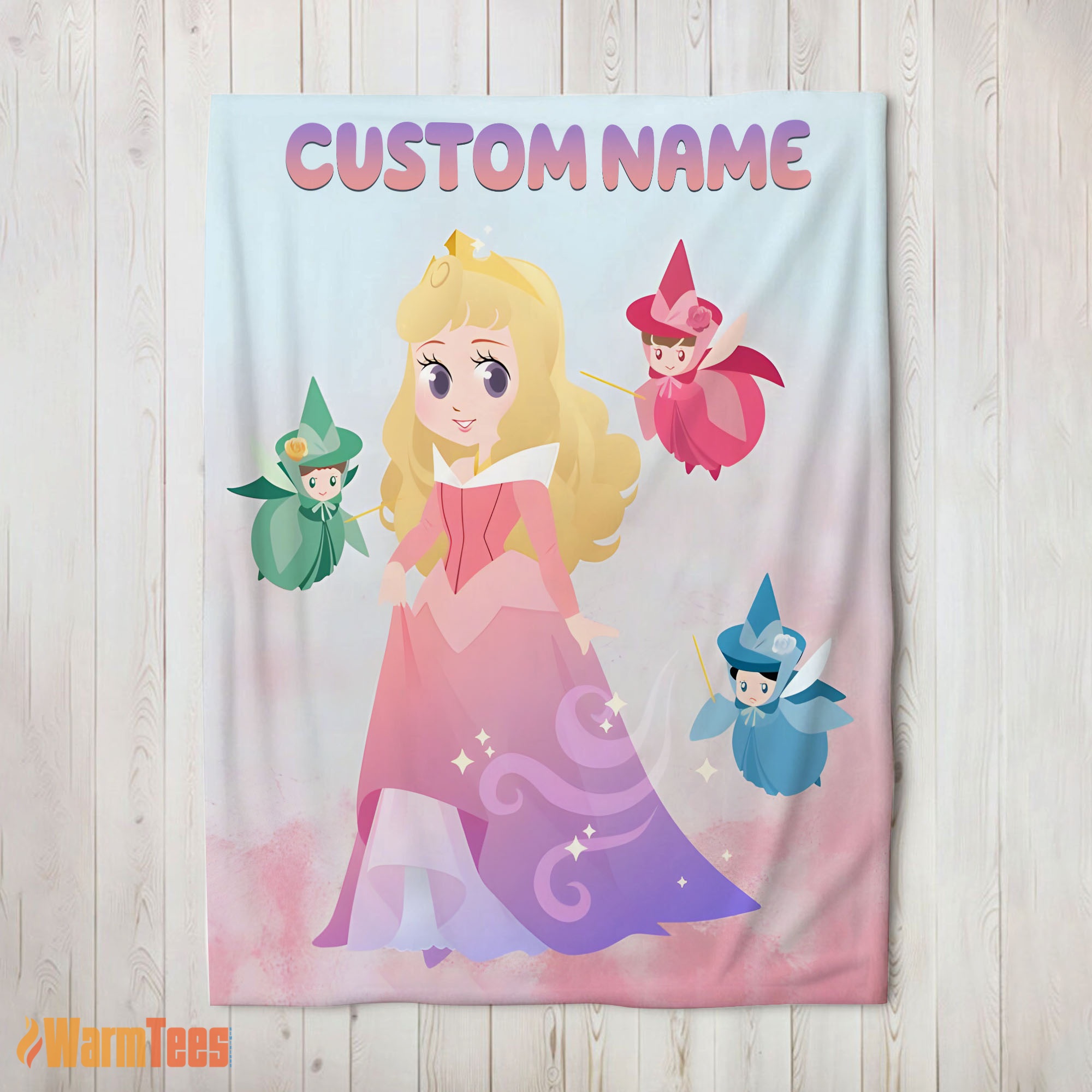 Happy Disney Chibi Aurora Sleeping Beauty Pastel-Colored Blanket Fleece Customized Blanket
