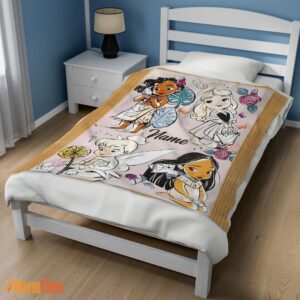 Alternative view of Happy Disney Chibi Moana Alice Tinker Bell Pocahontas Blanket Fleece Customized Blanket