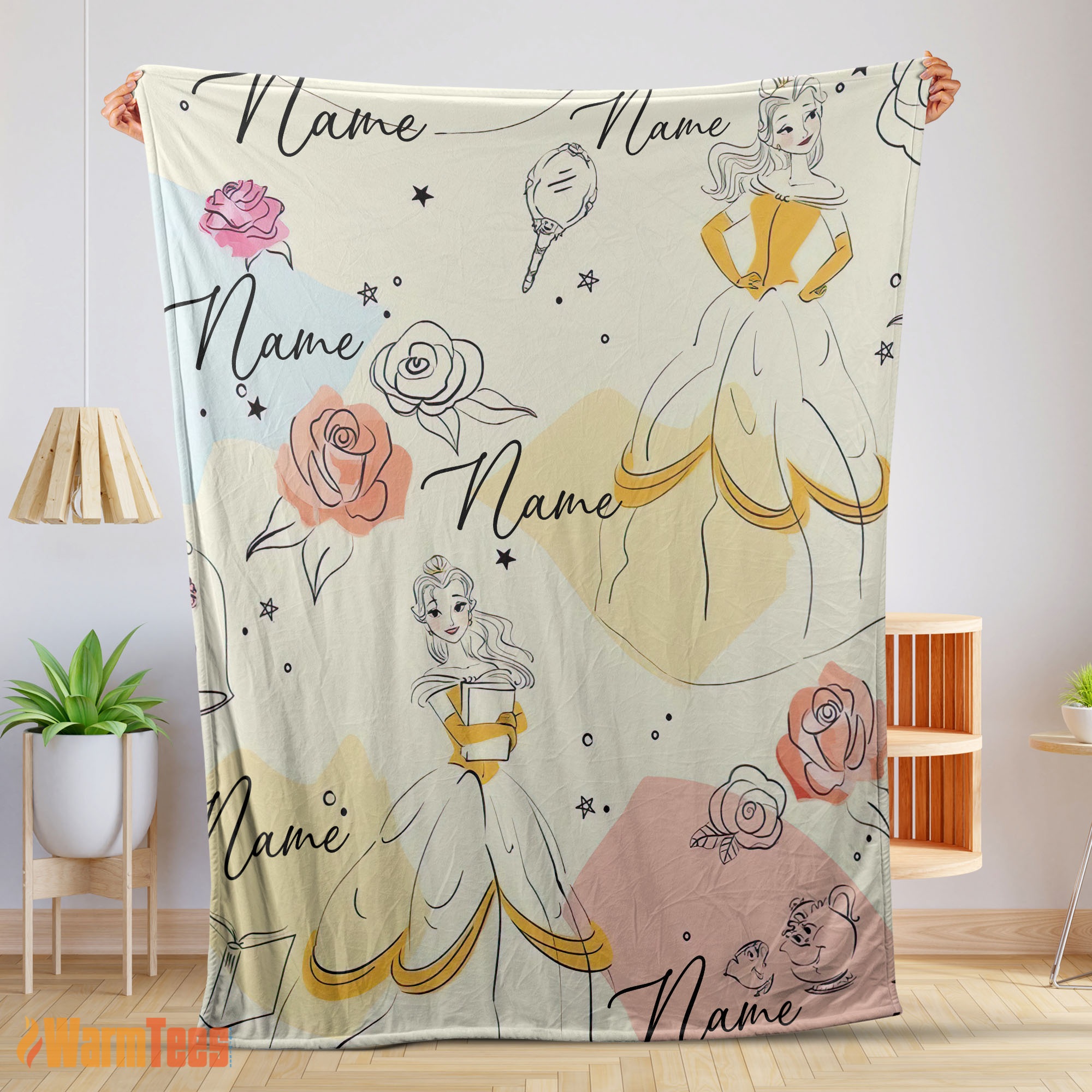 Happy Disney Elegant Princess Belle Pretty Blanket Fleece Customized Blanket