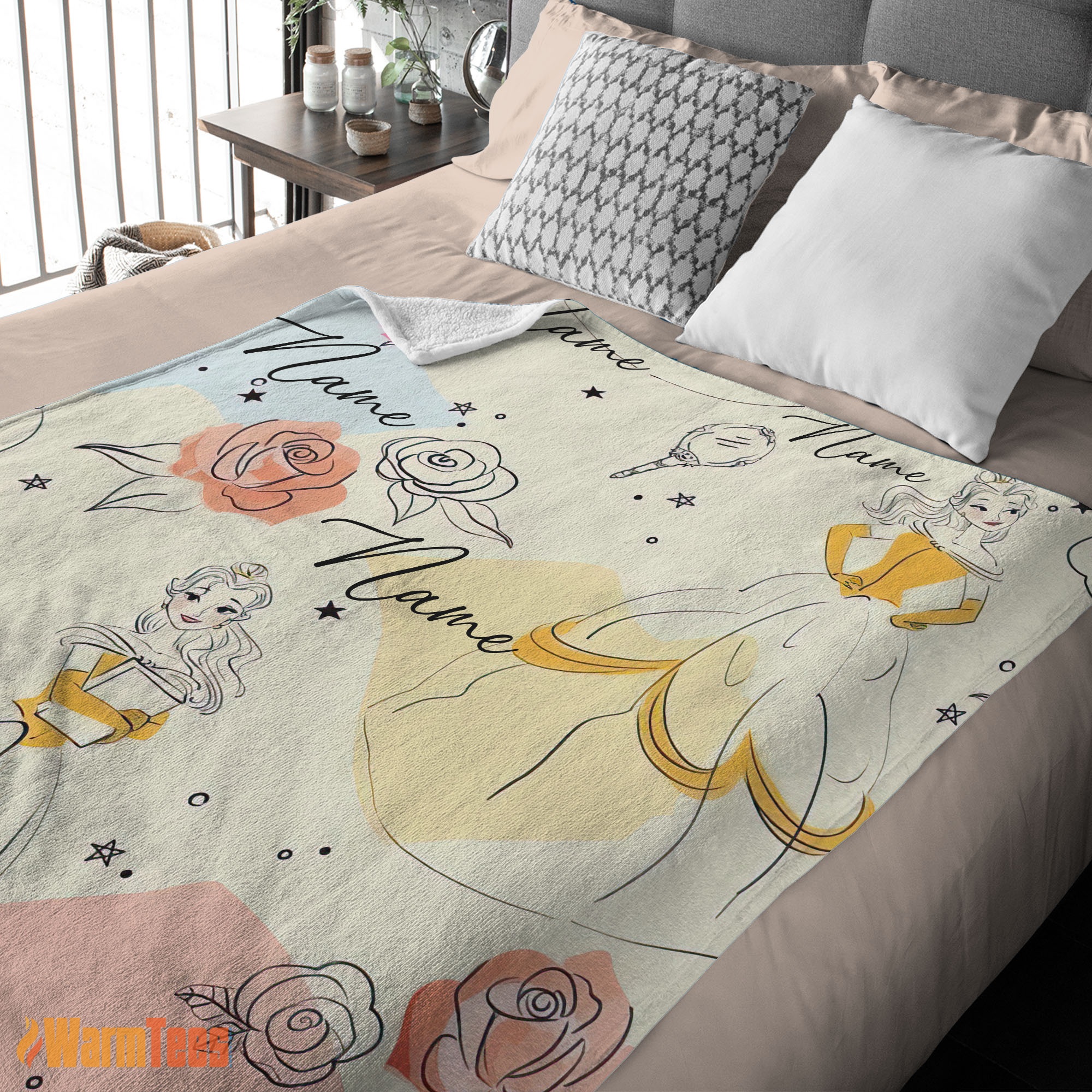 Happy Disney Elegant Princess Belle Pretty Blanket Fleece Customized Blanket - Image 2
