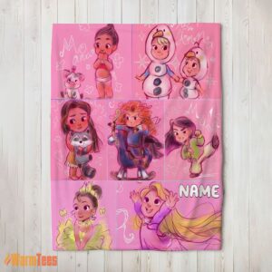 Happy Disney Kids Princess Sketches Blanket Fleece Customized Blanket