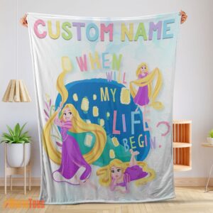 Happy Disney Long Hair Princess Rapunzel Princess Blanket Fleece Customized Blanket