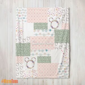 Happy Disney Mickey Logo Heart Texture Blanket Fleece Customized Blanket