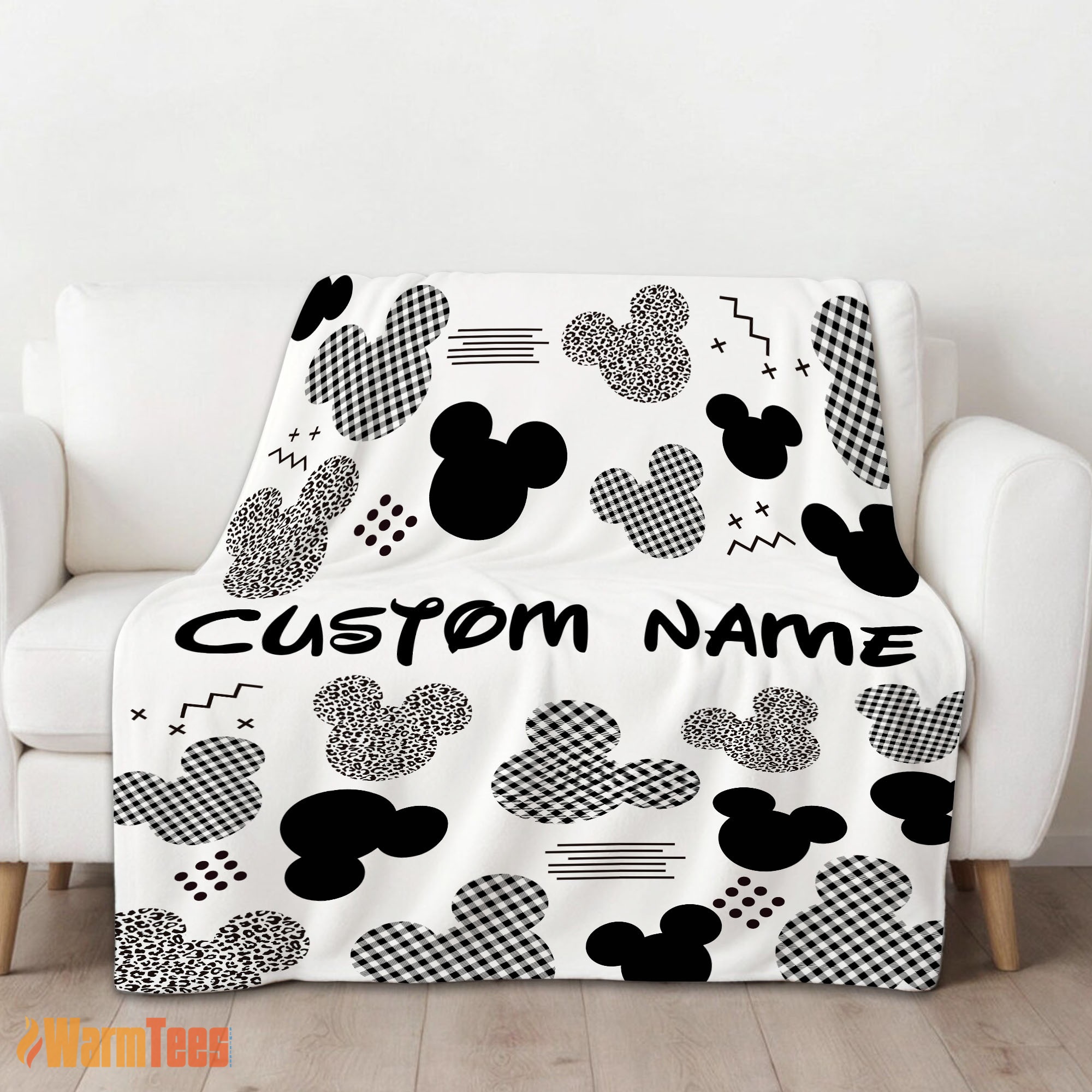 Happy Disney Mickey Logo Texture Blanket Fleece Customized Blanket - Image 2