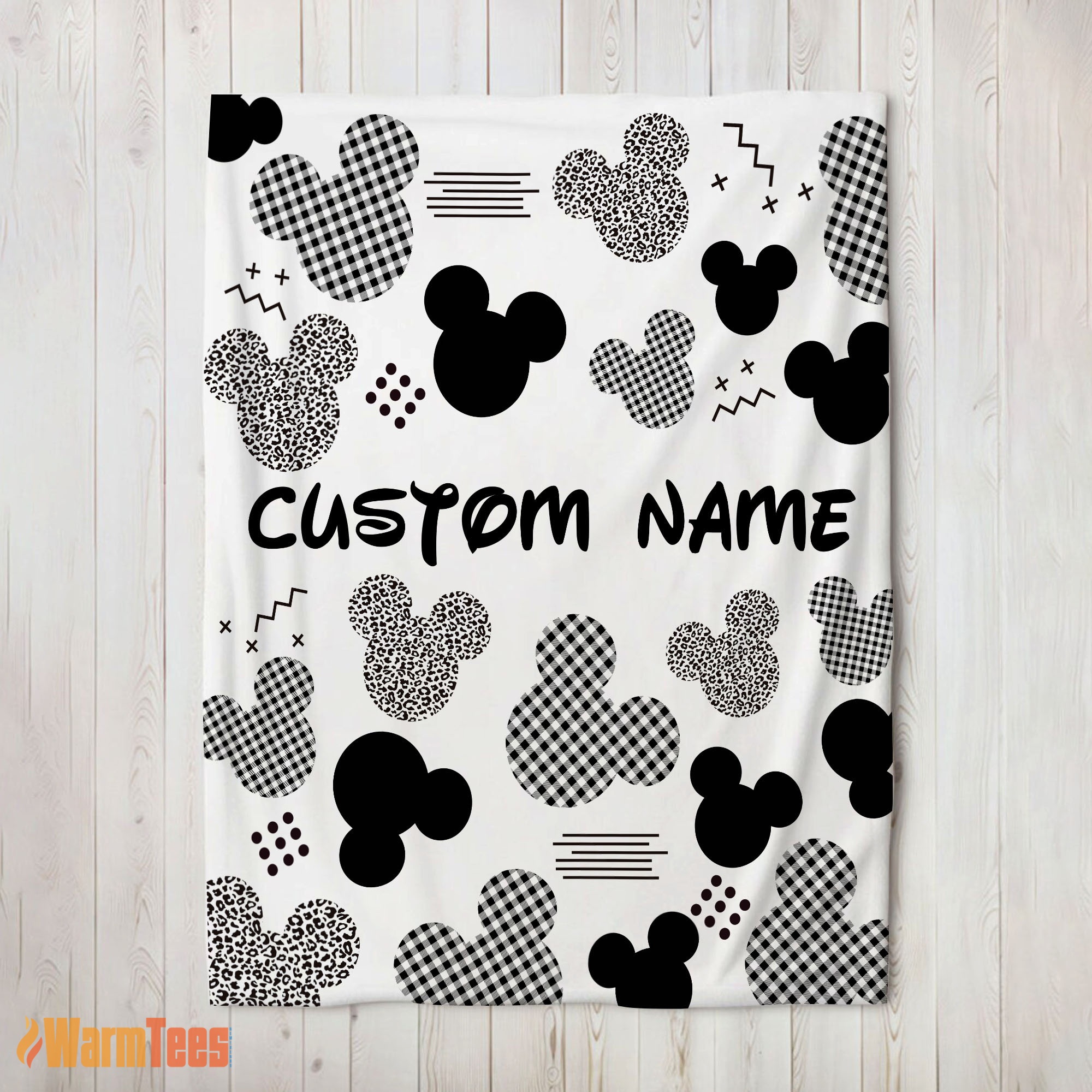 Happy Disney Mickey Logo Texture Blanket Fleece Customized Blanket