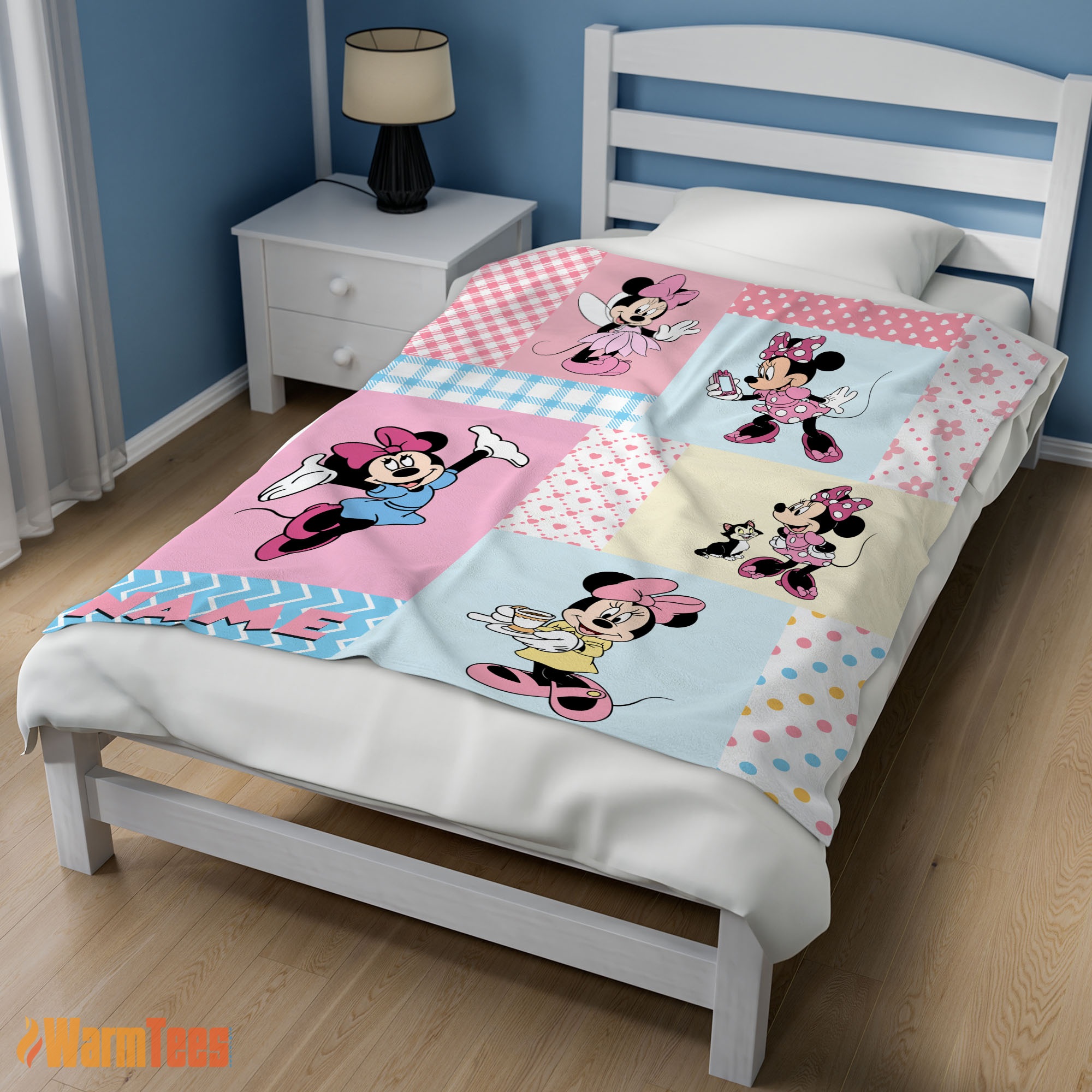 Happy Disney Minnie Mouse Patchwork Pattern Blanket Fleece Customized Blanket - Image 3