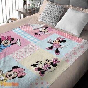 Alternative view of Happy Disney Minnie Mouse Patchwork Pattern Blanket Fleece Customized Blanket