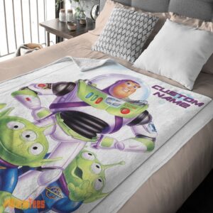 Alternative view of Happy Disney Pixar Buzz Lightyear And The Little Green Men Fleece Customized Blanket