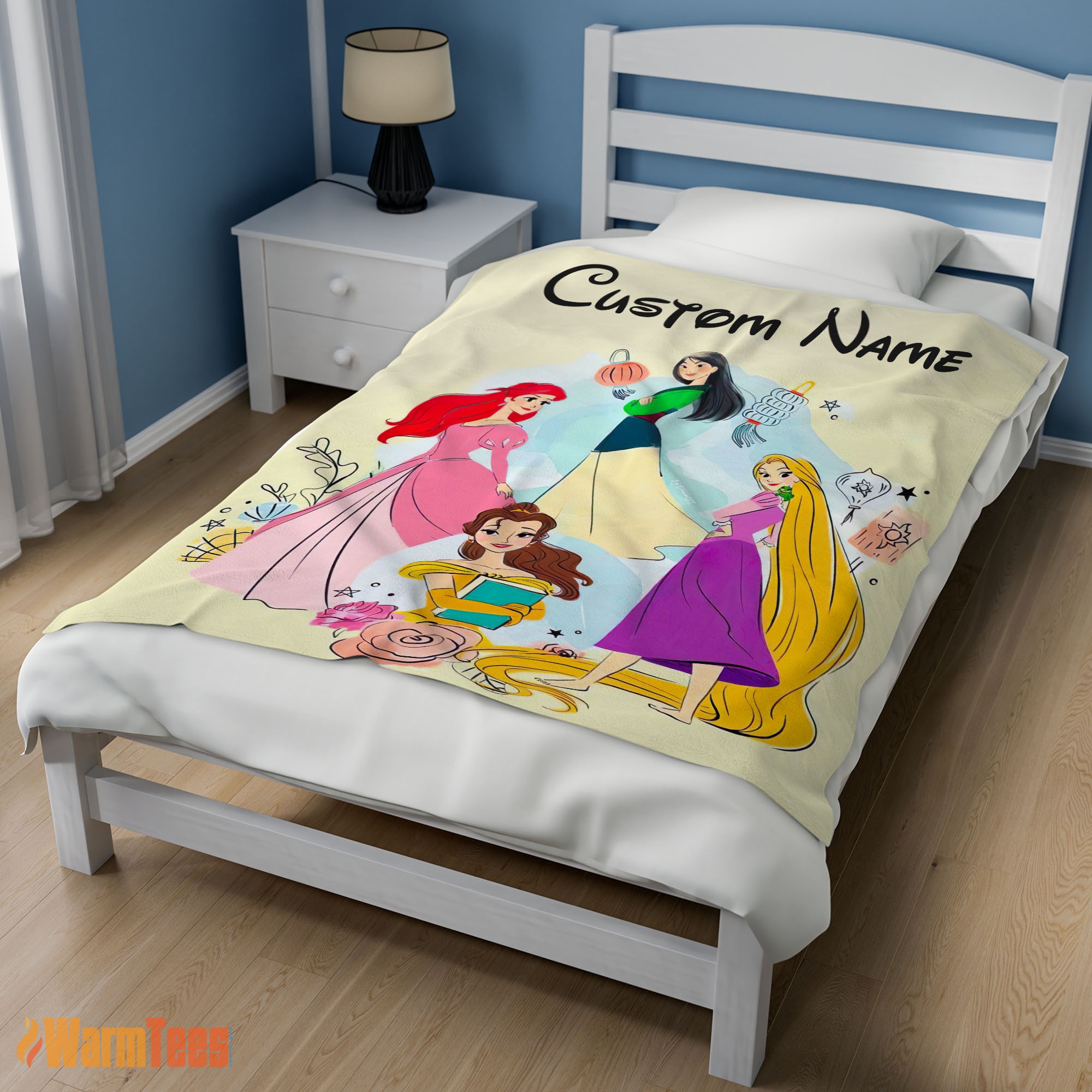 Happy Disney Princess Ariel Mulan Rapunzel Belle Princess Blanket Fleece Customized Blanket - Image 3