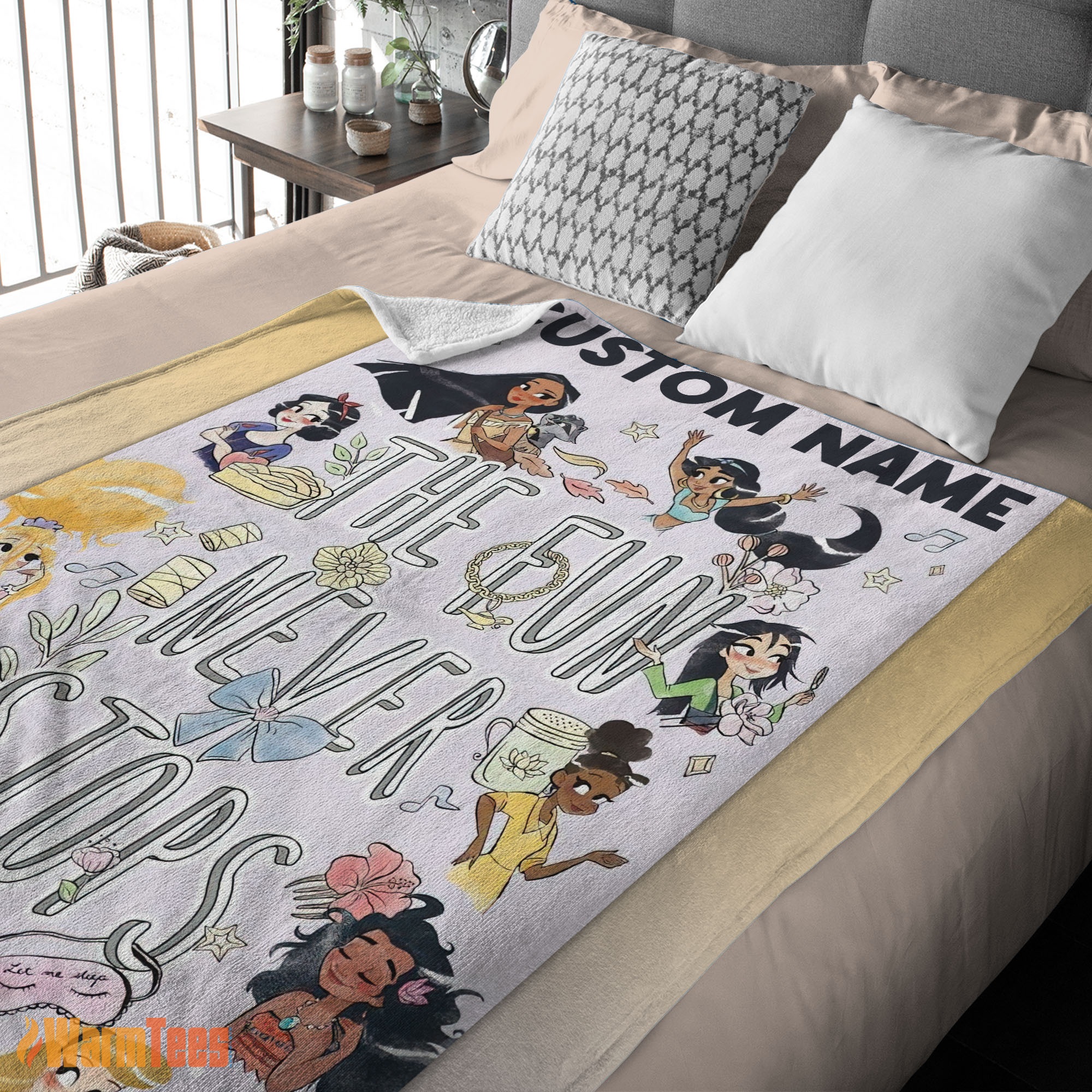Happy Disney Princess The Fun Never Stops Blanket Fleece Customized Blanket - Image 2