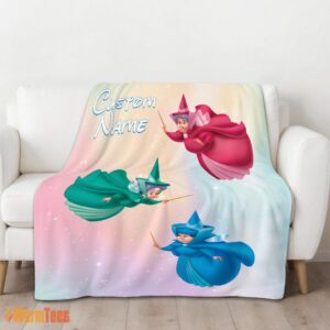 Alternative view of Happy Disney Sleeping Beauty Three Good Fairies Blanket Fleece Customized Blanket
