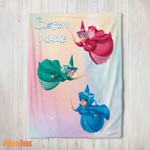 Happy Disney Sleeping Beauty Three Good Fairies Blanket Fleece Customized Blanket