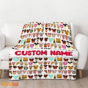 Alternative view of Happy Disney Snack Club Food Pattern Blanket Fleece Customized Blanket