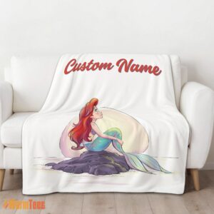 Alternative view of Happy Disney The Little Mermaid Delicate And Painterly Blanket Fleece Customized Blanket