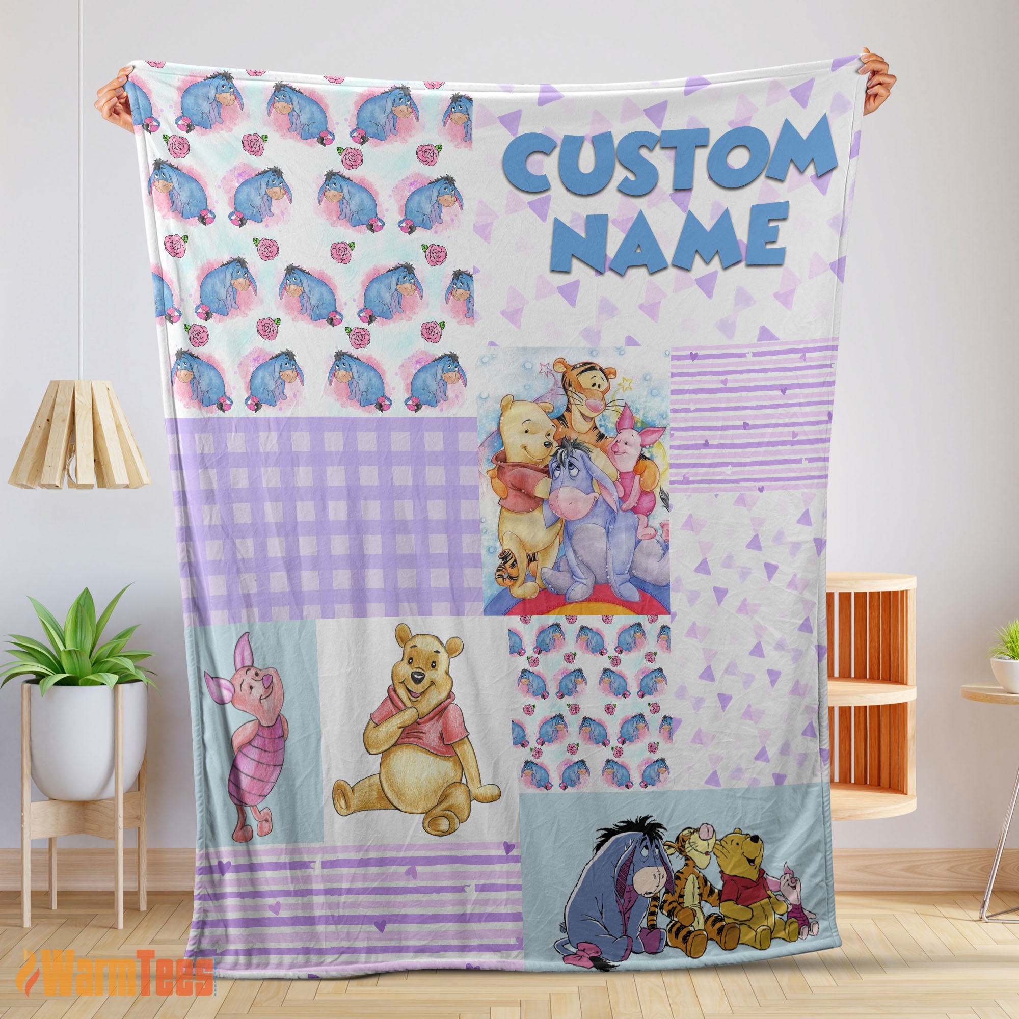 Happy Disney Winnie The Pooh Friends Collage Poster Blanket Fleece Customized Blanket