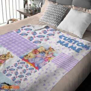 Alternative view of Happy Disney Winnie The Pooh Friends Collage Poster Blanket Fleece Customized Blanket