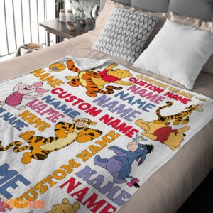 Alternative view of Happy Cartoon Disney Winnie-the-Pooh With Friends Blanket Fleece Customized Blanket