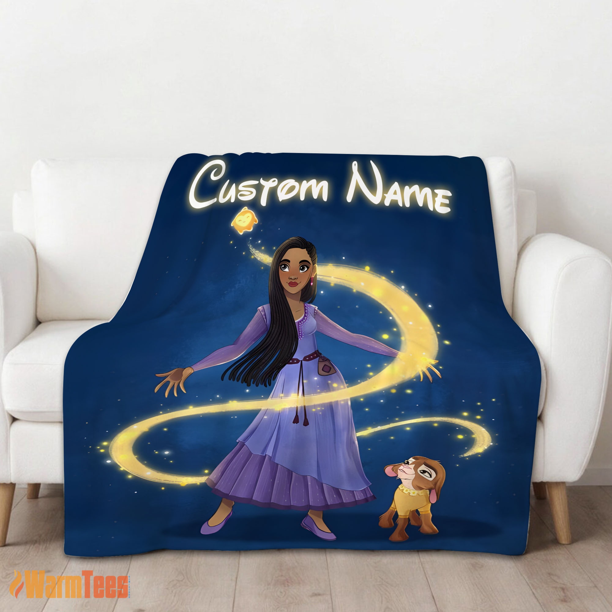 Happy Disney Wish Asha Princess Star Valentino Blanket Fleece Customized Blanket - Image 2