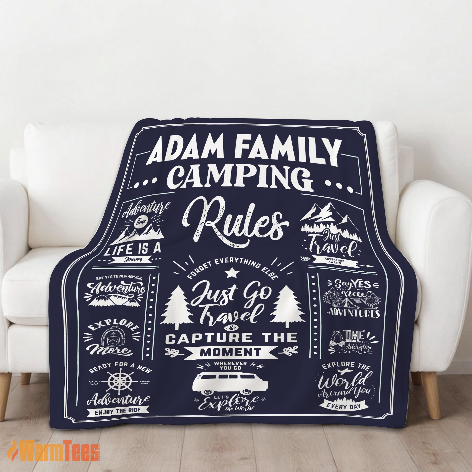 Happy Family Camping Rulers Capture The Moment Blanket Fleece Customized Blanket - Image 2